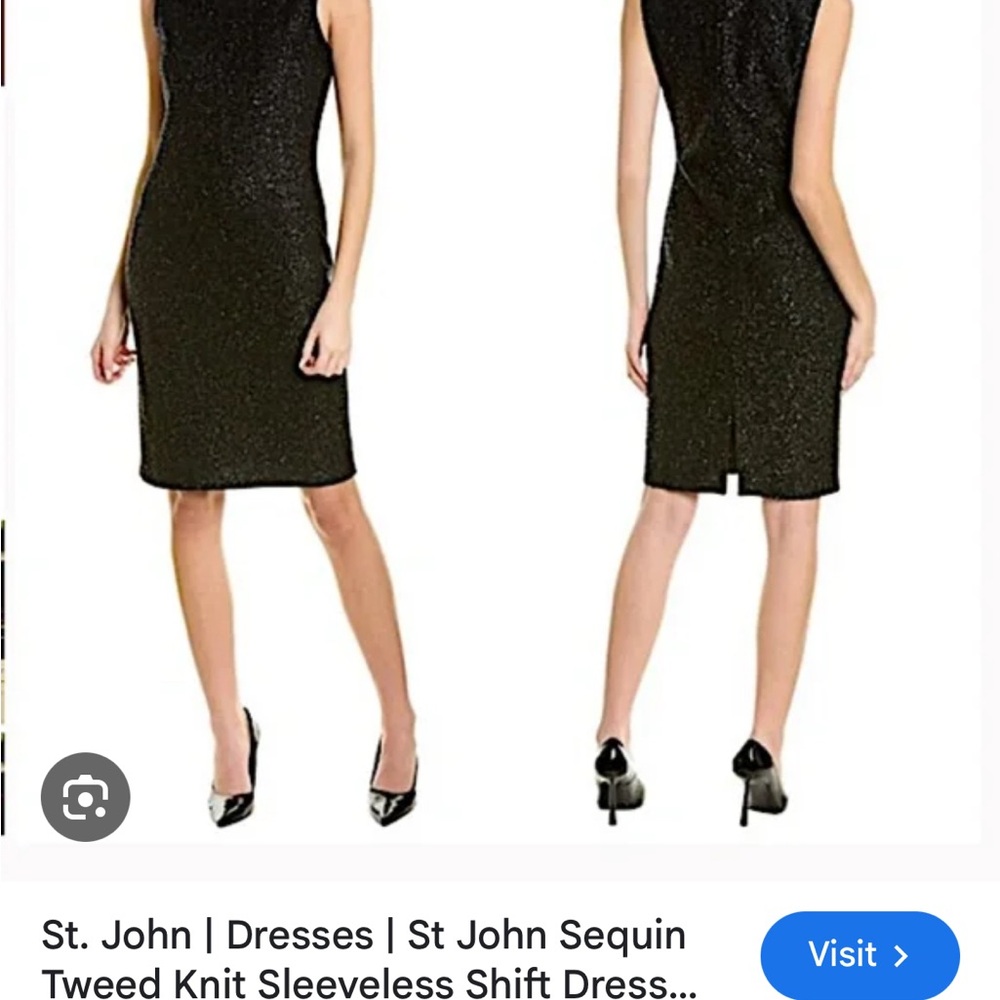 St. John Black Sparkle Backless Dress